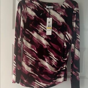 Calvin Klein Red and Pink Graphic Blouse